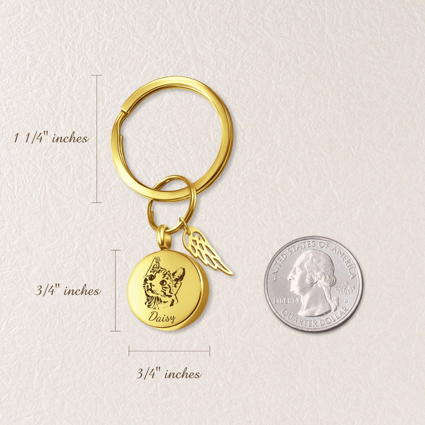 Round Pet Portrait Coin Memorial Key Chain