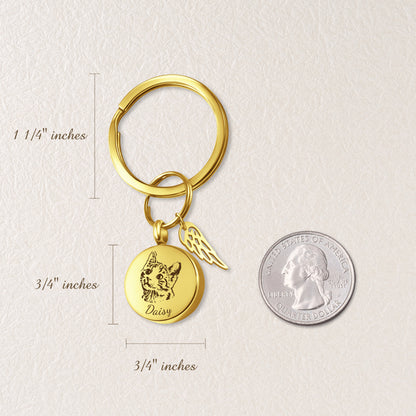 Round Pet Portrait Coin Memorial Key Chain