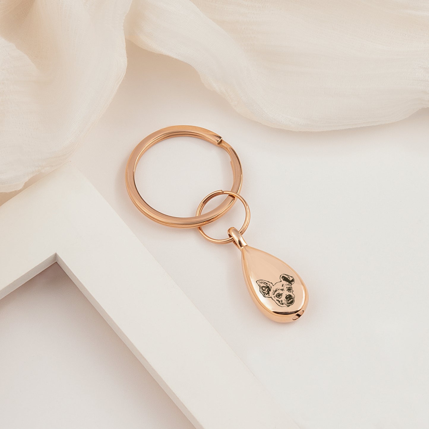 Pet Portrait Teardrop Memorial Key Chain