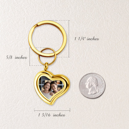Glass Sideways Heart Photo Locket Keychain
