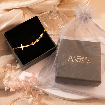 Custom Cross Birthstone Bracelet