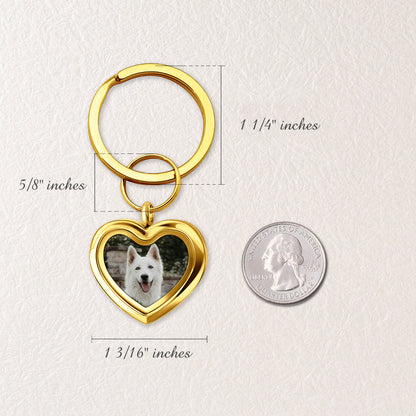 Glass Heart Photo Locket Pet Memorial Keychain