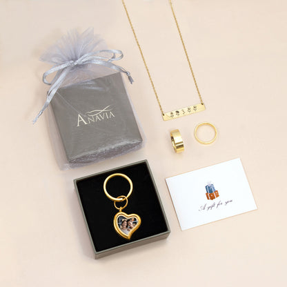 Glass Sideways Heart Photo Locket Keychain