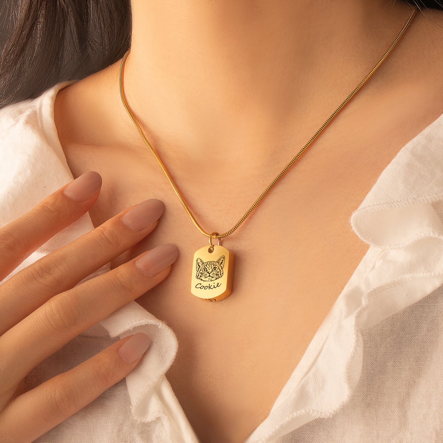 Custom Pet Portrait Dog Tag Memorial Necklace