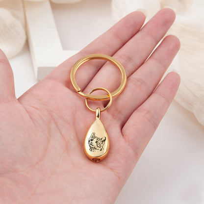 Pet Portrait Teardrop Memorial Key Chain