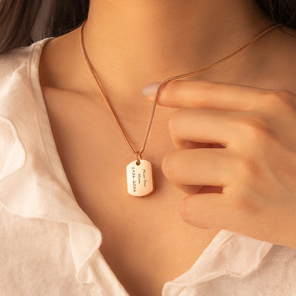 Vertical Engraving Dog Tag Memorial Necklace