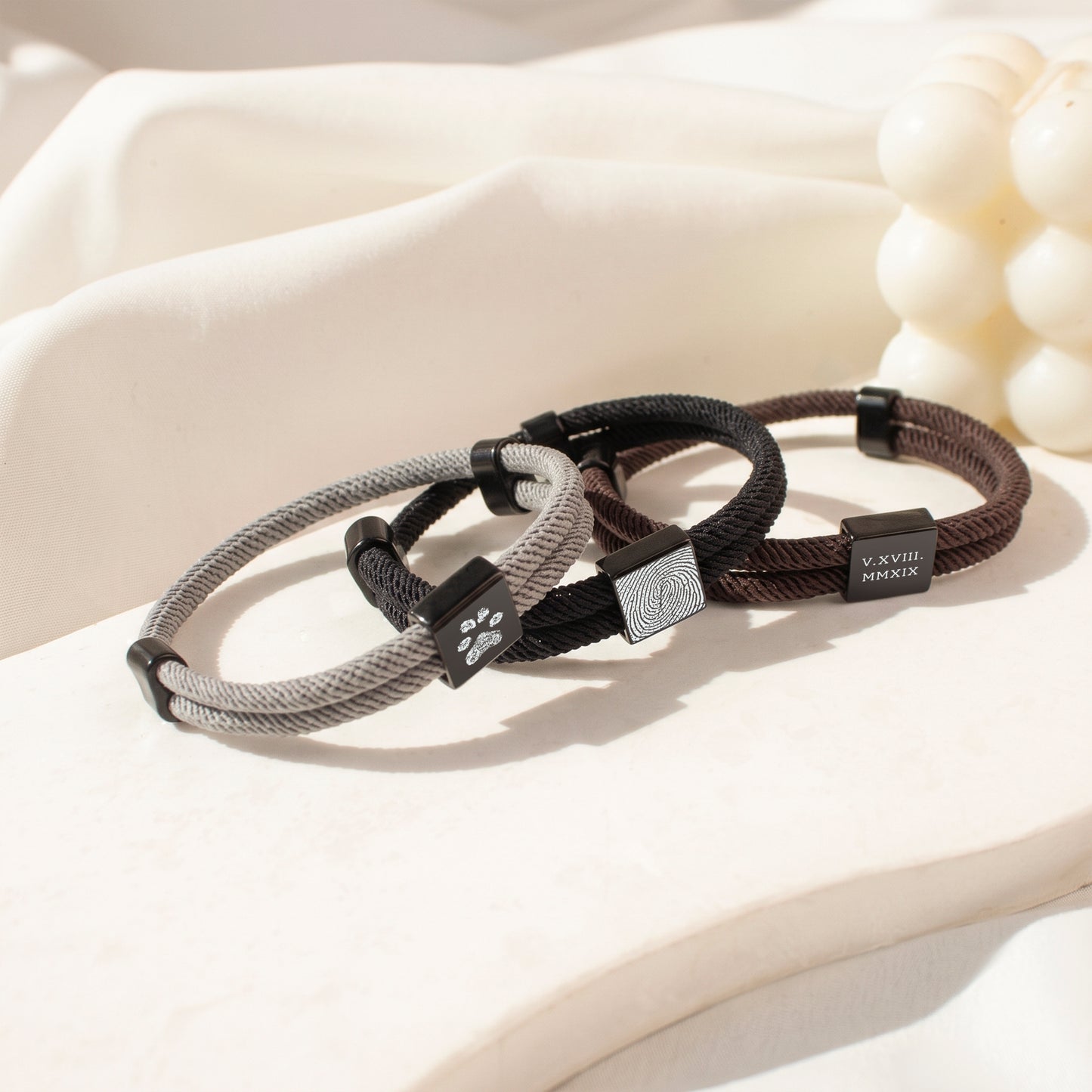 Custom Fingerprint Braided Rope Bracelet