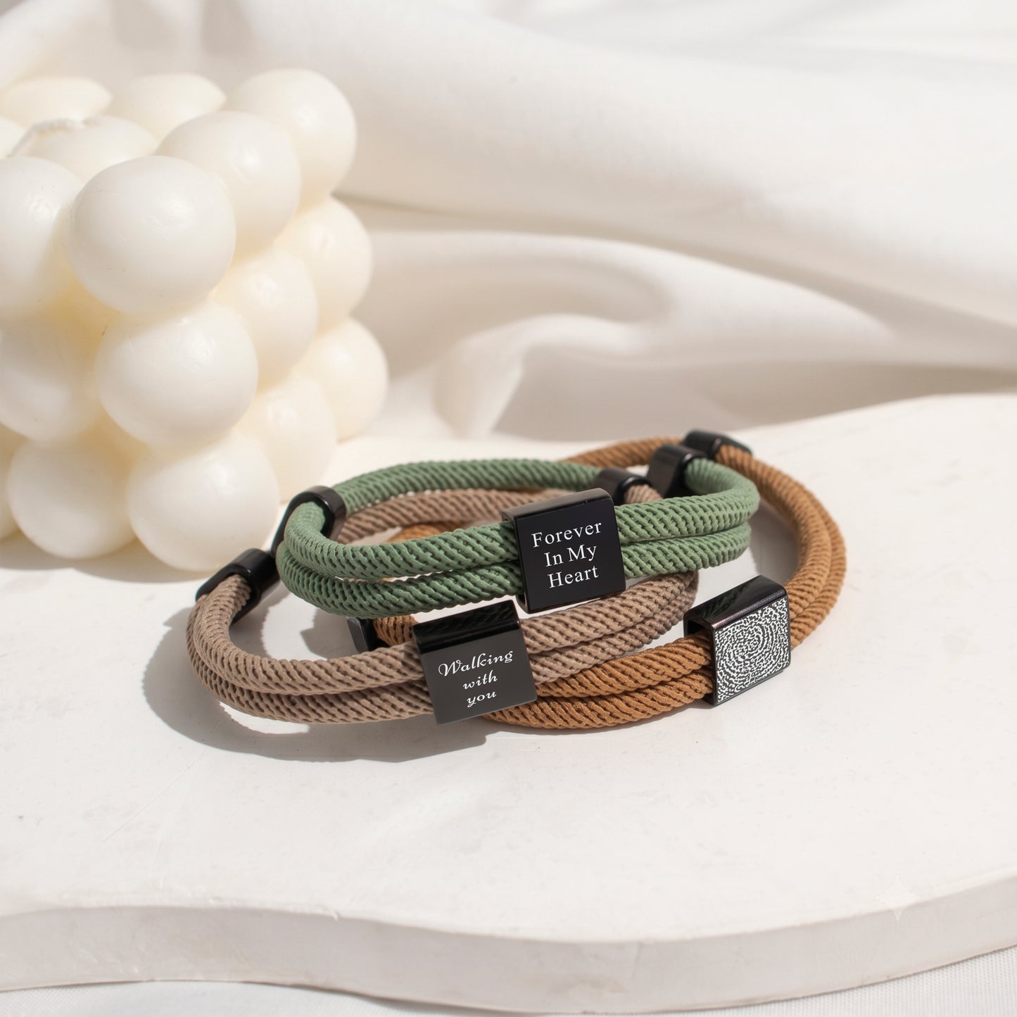 Custom Fingerprint Braided Rope Bracelet