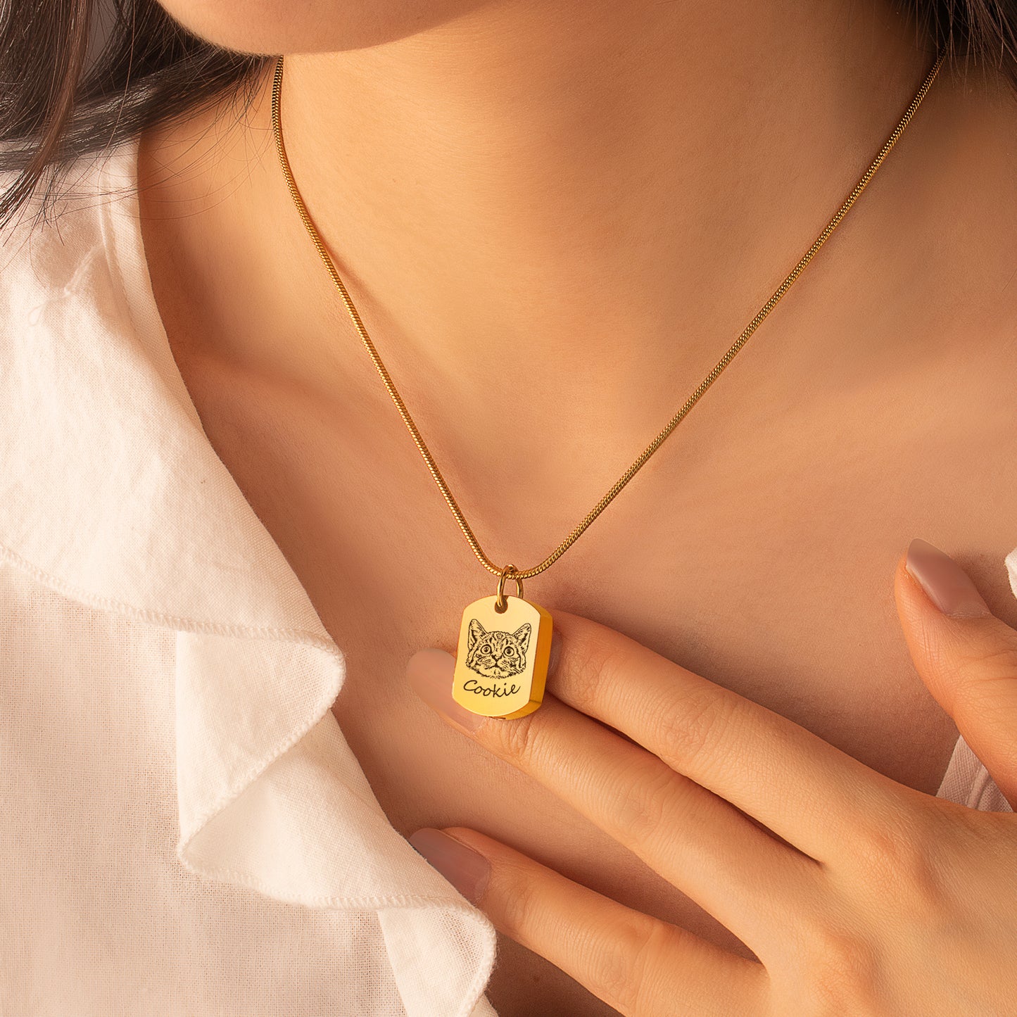 Custom Pet Portrait Dog Tag Memorial Necklace