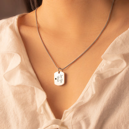 Vertical Engraving Dog Tag Memorial Necklace