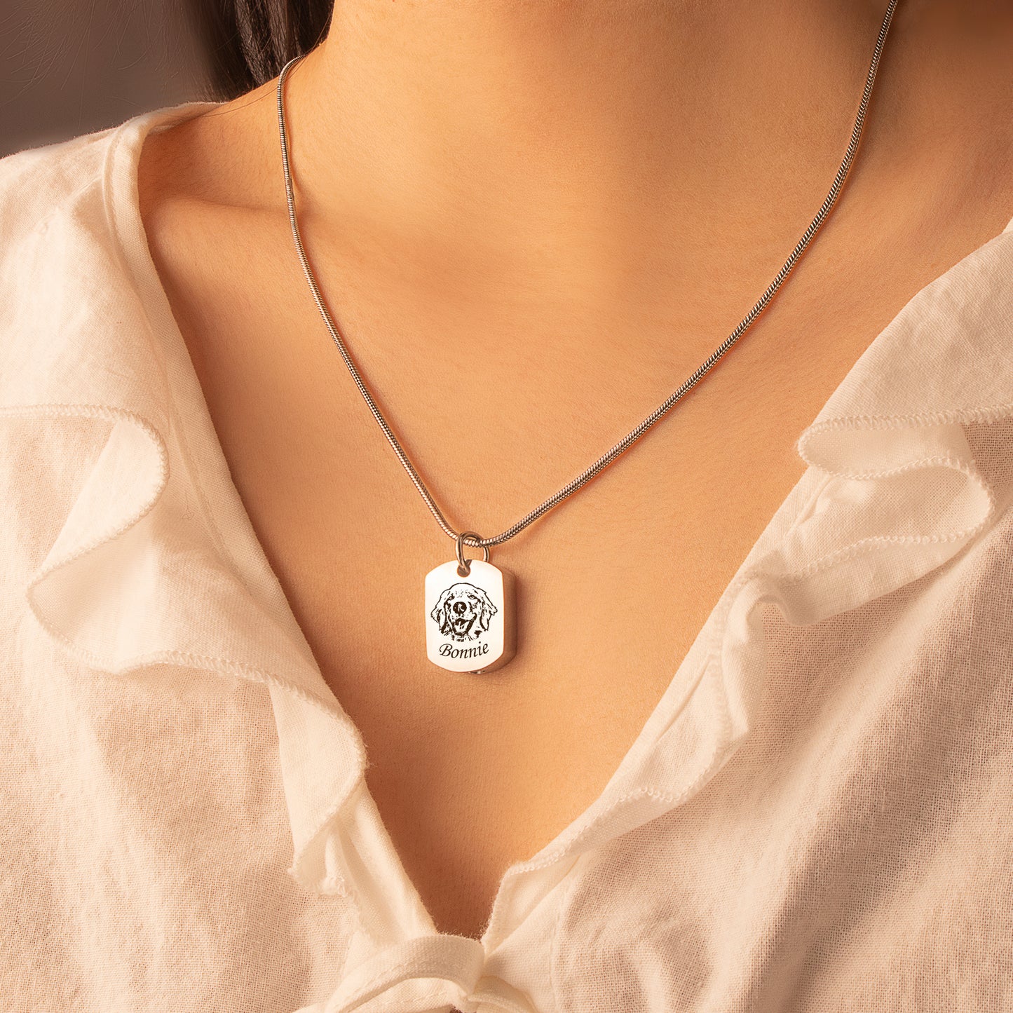 Custom Pet Portrait Dog Tag Memorial Necklace