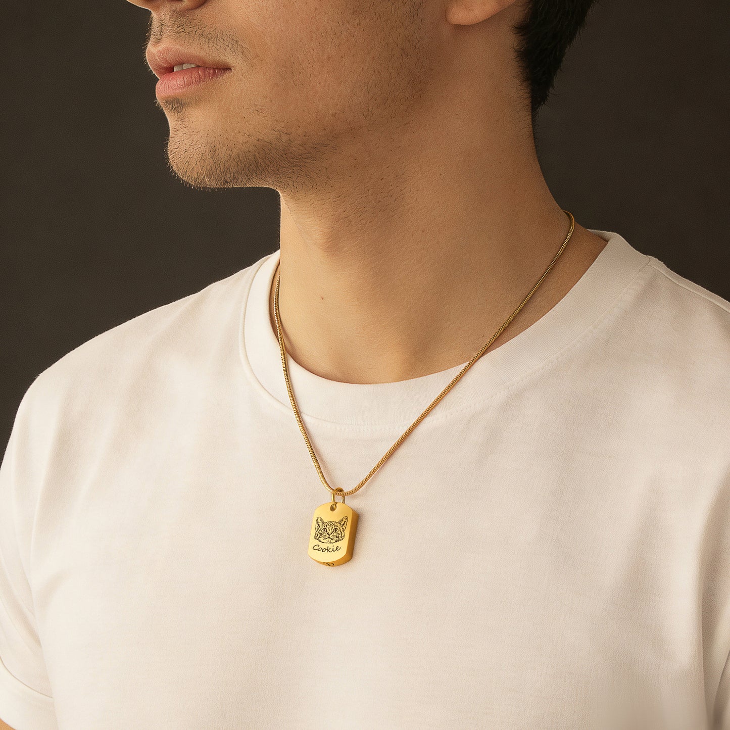 Custom Pet Portrait Dog Tag Memorial Necklace