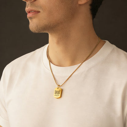 Custom Pet Portrait Dog Tag Memorial Necklace