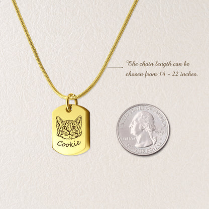 Custom Pet Portrait Dog Tag Memorial Necklace