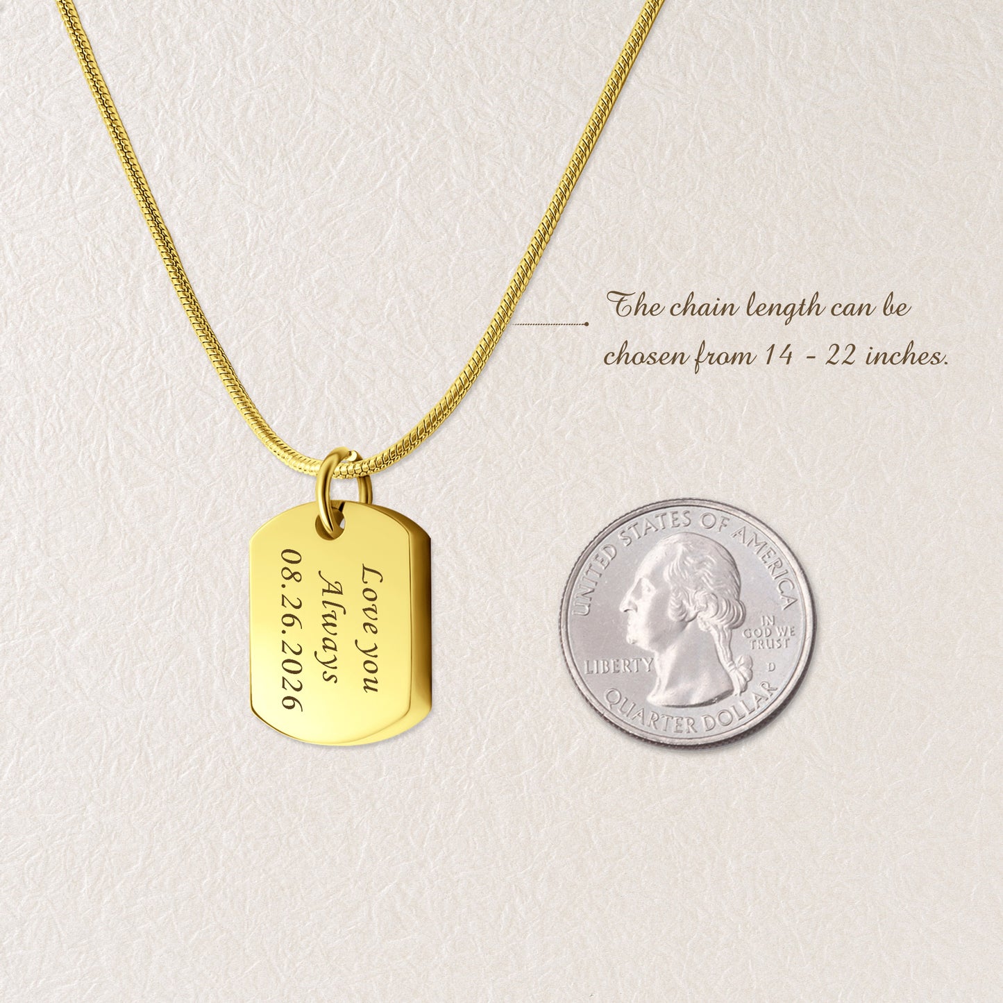 Vertical Engraving Dog Tag Memorial Necklace