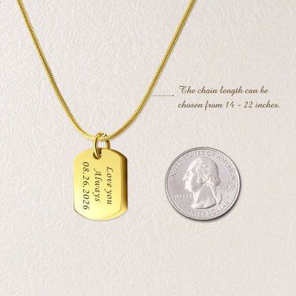 Vertical Engraving Dog Tag Memorial Necklace