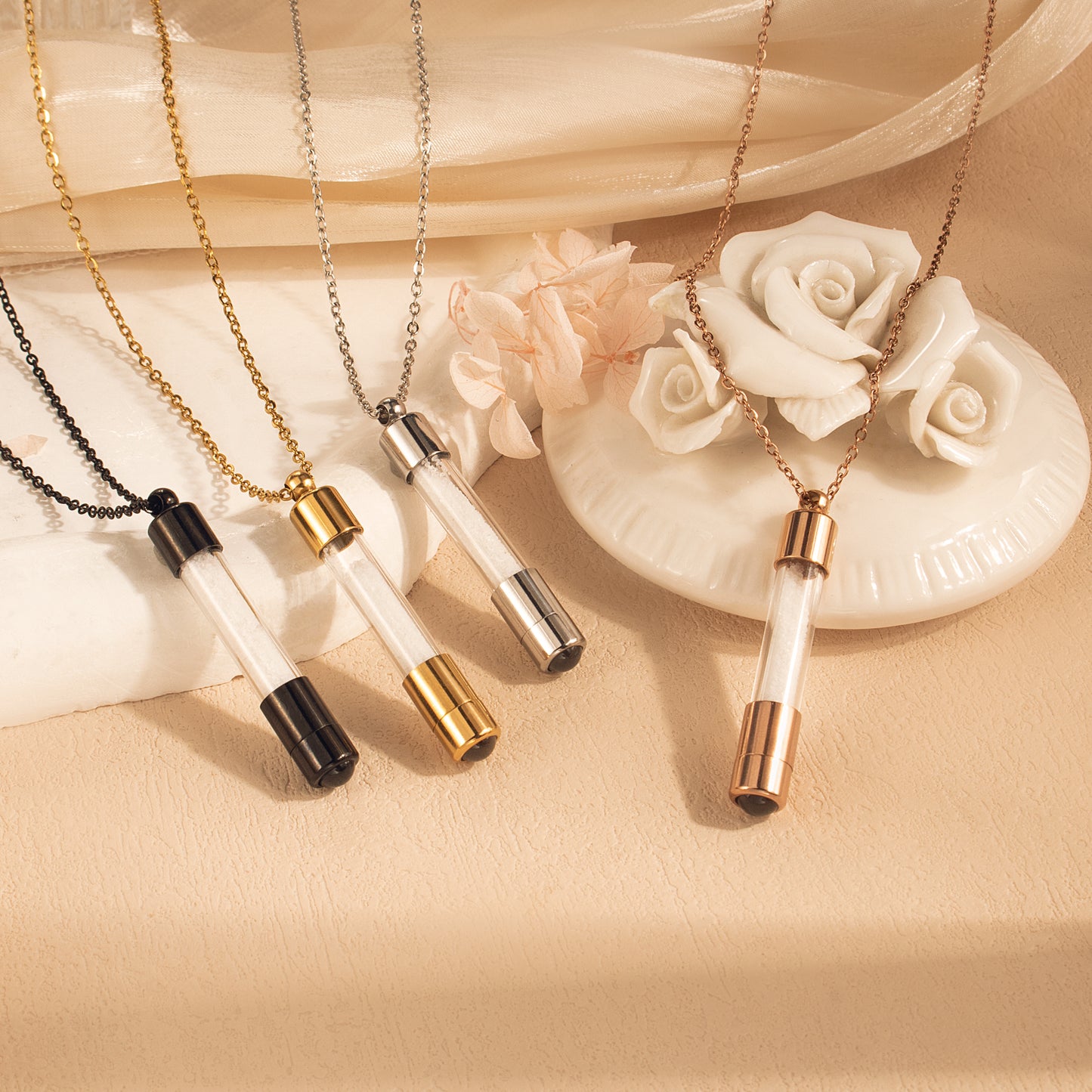 Cylinder Photo Projection Memorial Necklace