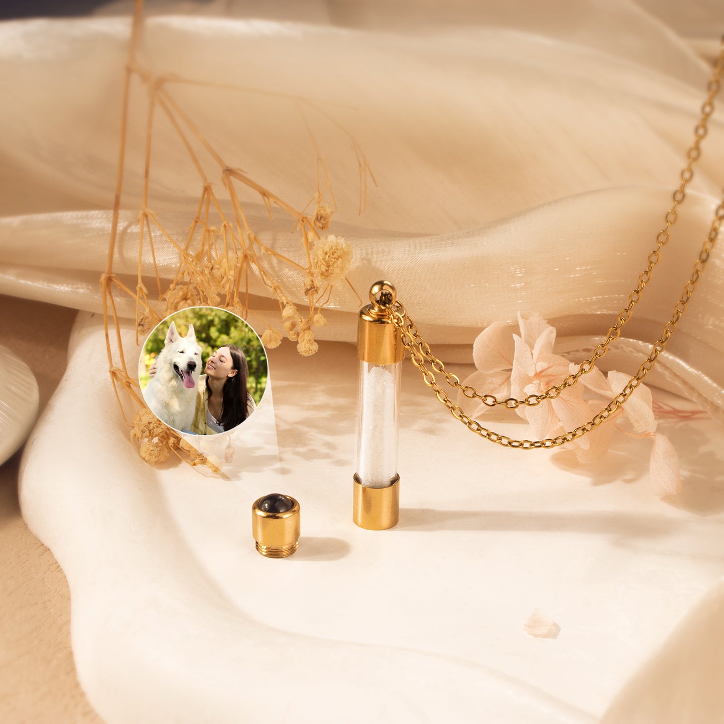 Cylinder Photo Projection Memorial Necklace
