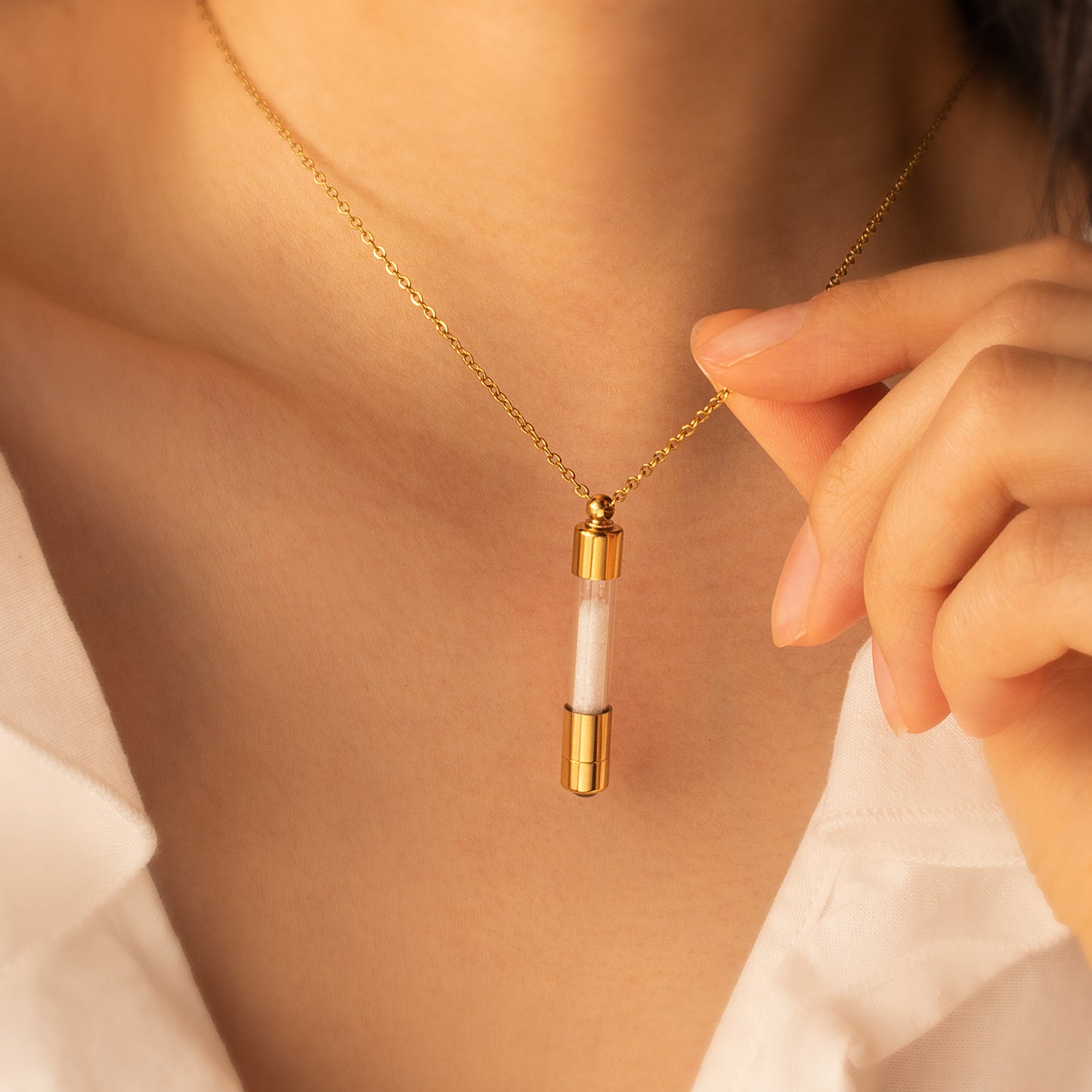 Cylinder Photo Projection Memorial Necklace