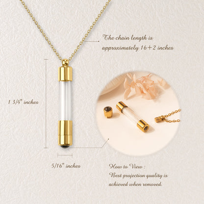 Cylinder Photo Projection Memorial Necklace