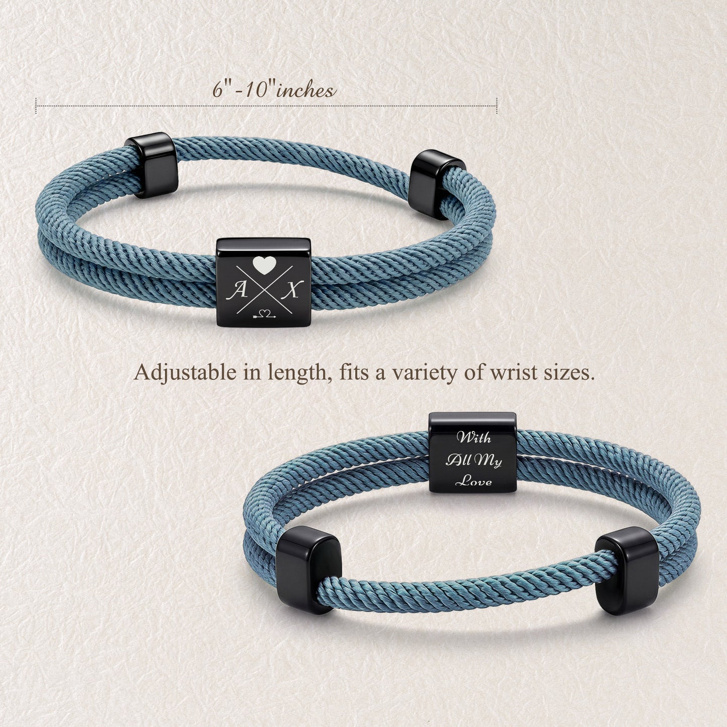 Custom Fingerprint Braided Rope Bracelet