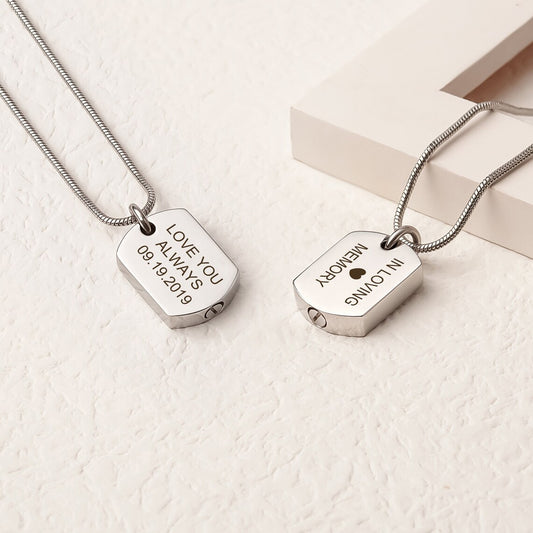 Blank Dog Tag Memorial Necklace