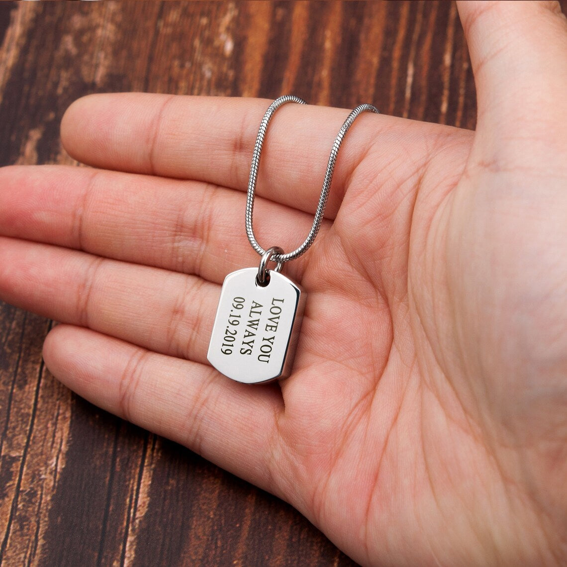 Blank Dog Tag Memorial Necklace