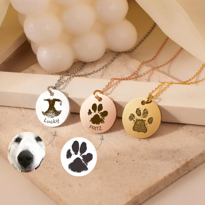 Paw - Nose Print Pet Memorial Necklace