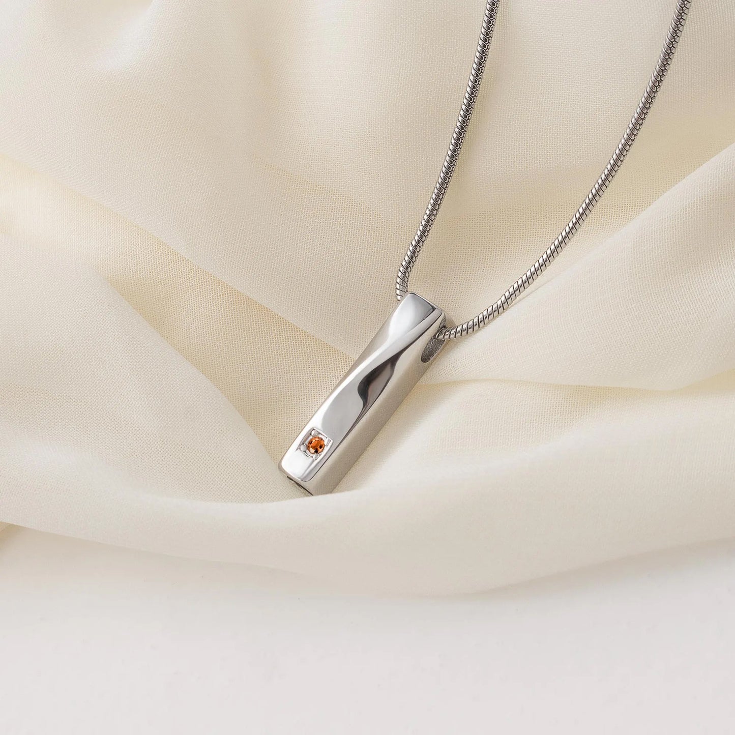 Crystal Birthstone Twisted Bar Memorial Necklace
