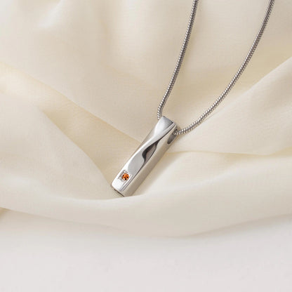 Crystal Birthstone Twisted Bar Memorial Necklace