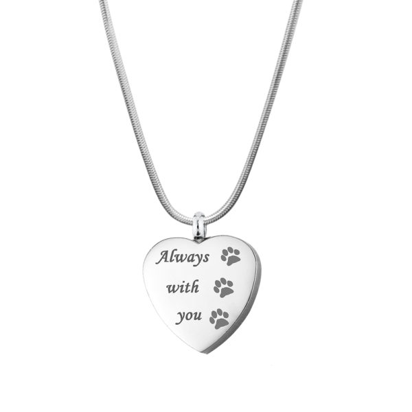 B100258 Paw Always with You Heart Memorial Necklace 1