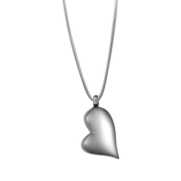 B100882 Plain Silver Heart Memorial Necklace 1