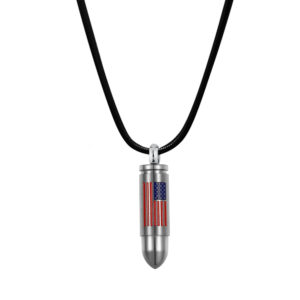 B100900 Small American Flag Bullet Memorial Necklace 1