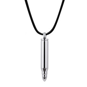 B119524 Polished Stainless Bullet Memorial Necklace 1
