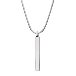 B119538 Polished Stainless Single Bar Memorial Necklace 1
