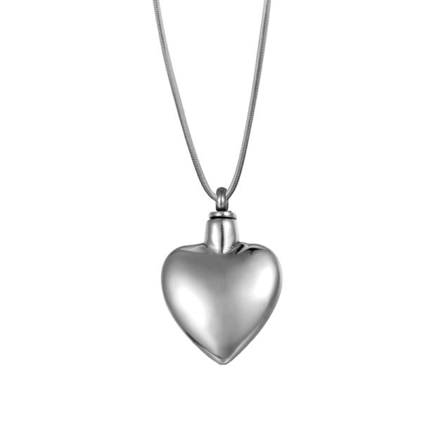 B86284 Steel Heart Polished Memorial Jewelry 1
