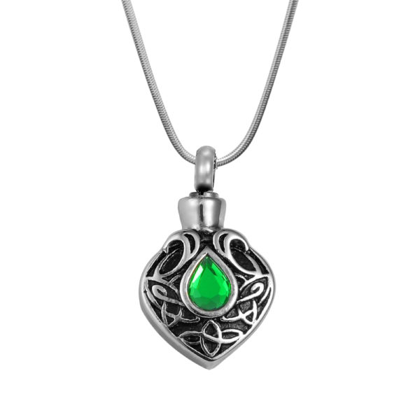 B89326 Turquoise Celtic Heart Memorial Necklace 1