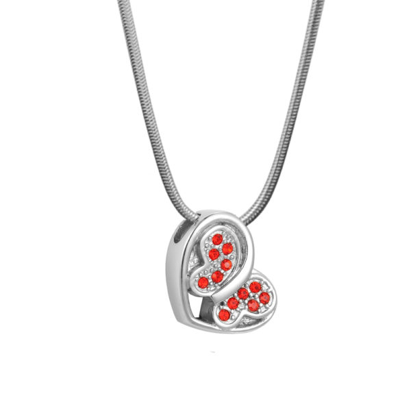 B93638 Loving Butterfly Red Crystal Memorial Necklace 1