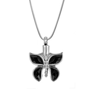 B97096 Black Butterfly Memorial Necklace 1