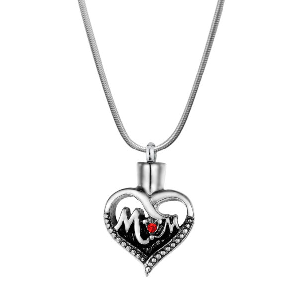 B97958 Premium Ruby Mom Heart Memorial Necklace 1