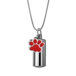 Dog Paw Cylinder Memorial Necklace
