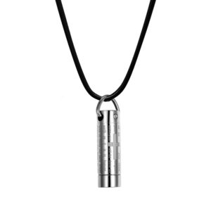 Lord is Prayer Cross Cylinder Memorial Necklace