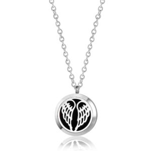 B102388 Silver Angelic Wings Essential Oil Necklace 1