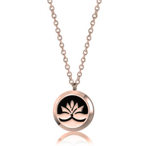 B102420 Rose Gold Lotus Flower Essential Oil Necklace 1