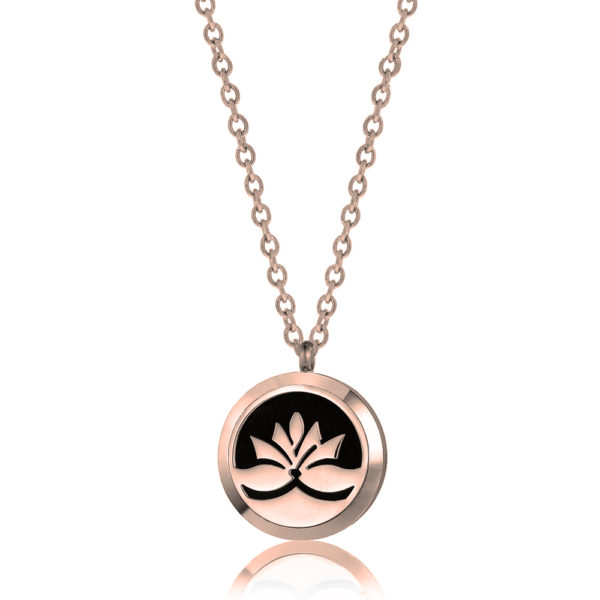 B102420 Rose Gold Lotus Flower Essential Oil Necklace 1