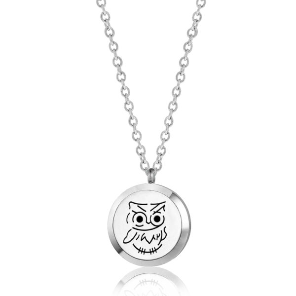 B104072 Baby Owl Round Essential Oil Necklace 1