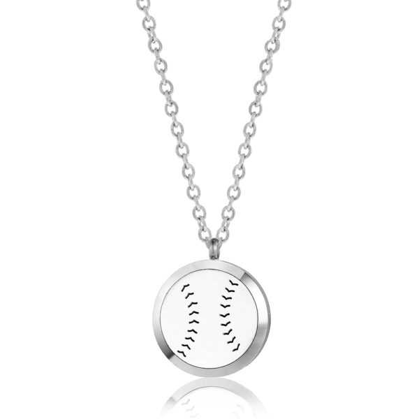 B104699 Baseball Round Essential Oil Necklace 1