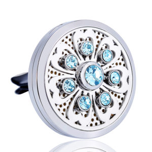B116057 Large Lily Pad Blue Encrusted Essential Oil Car Vent Clip 1