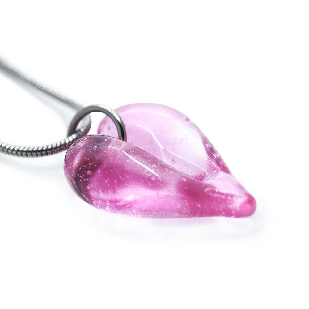 B159170 Crystal Pink Heart Shaped Hand Blown Cremation Ash Neckless 3