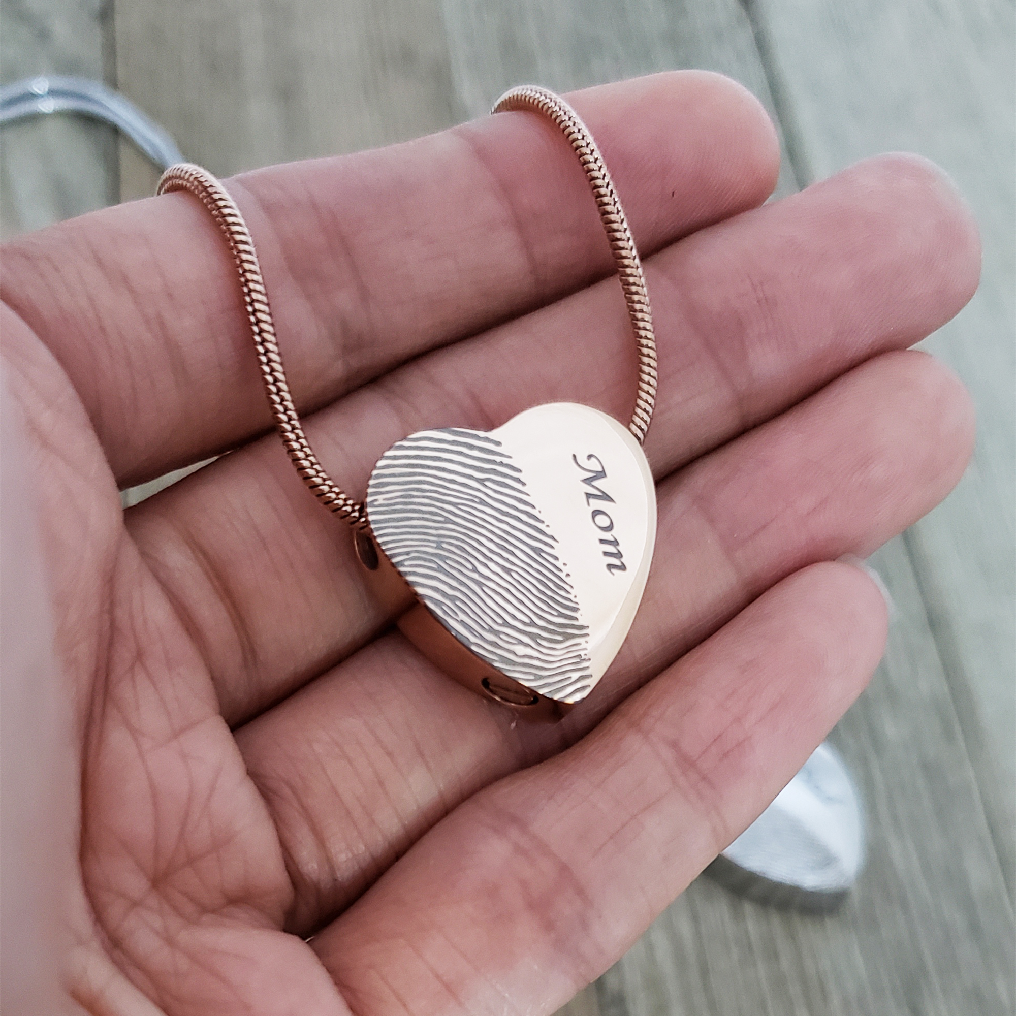 Wholesale Fingerprint Heart Cremation Memorial Ashes Necklace - Anavia